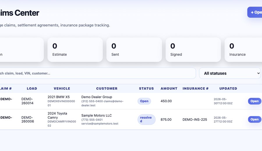 Claims Management screenshot