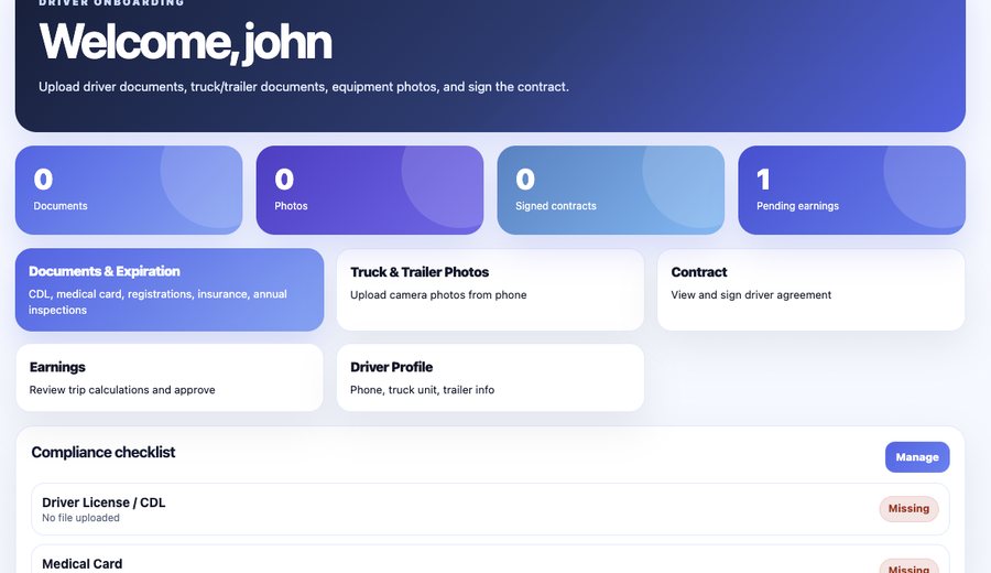 Driver Portal screenshot